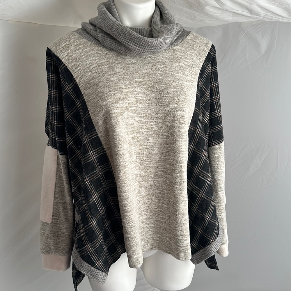 Thml Multicolor Boho Turtleneck Oversized Top - image 1